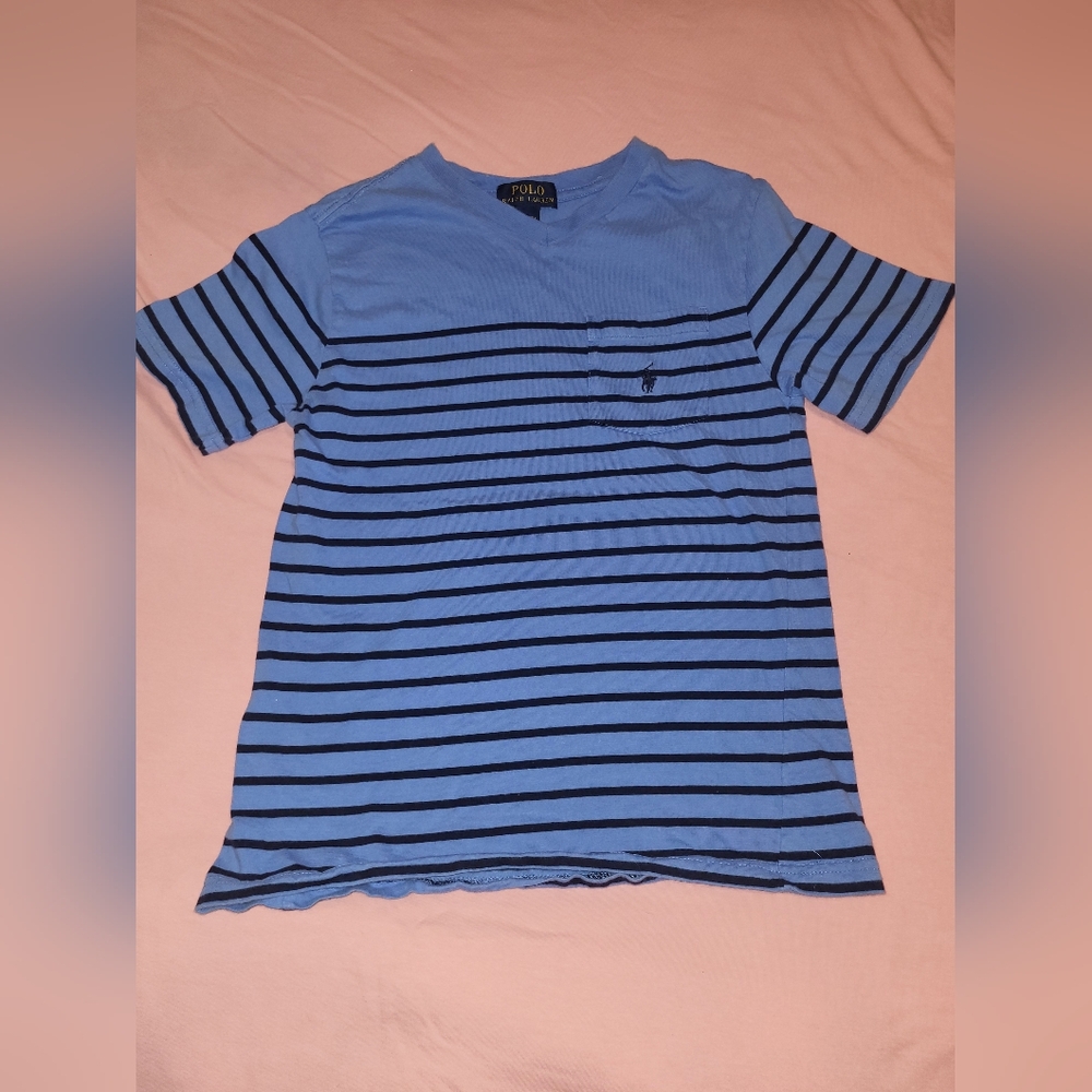 Polo by Ralph Lauren Blue and Black Striped Kids Tee